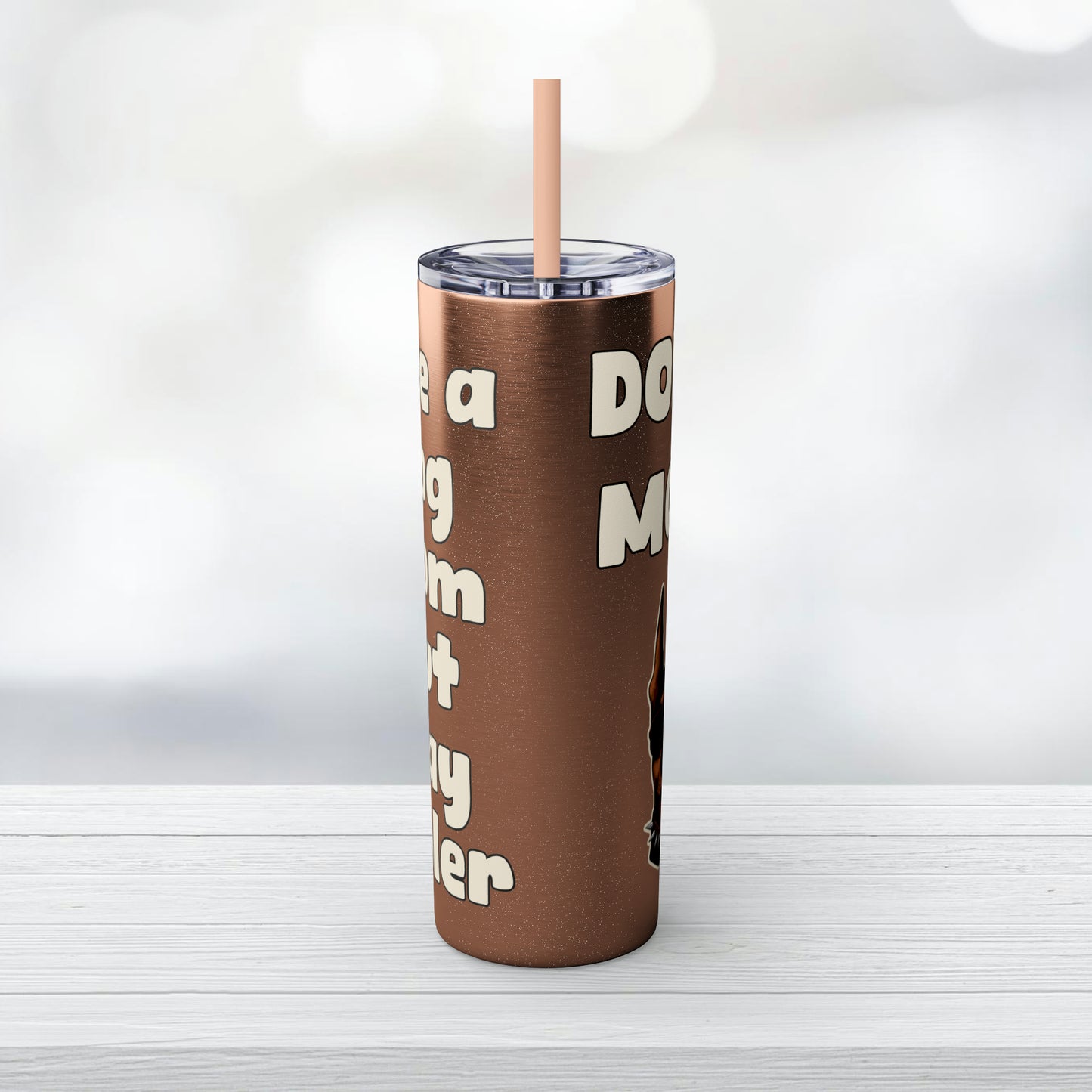 Dobie Mom Glitter Tumbler with Straw, 20oz