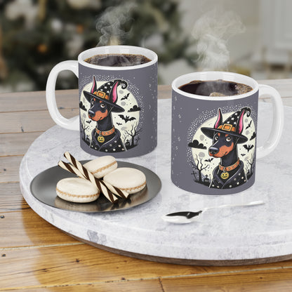 Doberman Witch Ceramic Mug