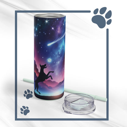 Doberman Playing With The Stars Skinny Matte Tumbler, 20oz