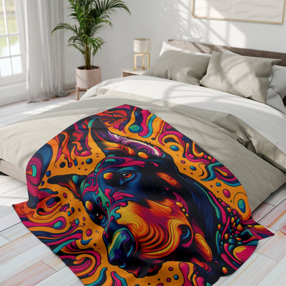 Vibrant Doberman Arctic Fleece Blanket