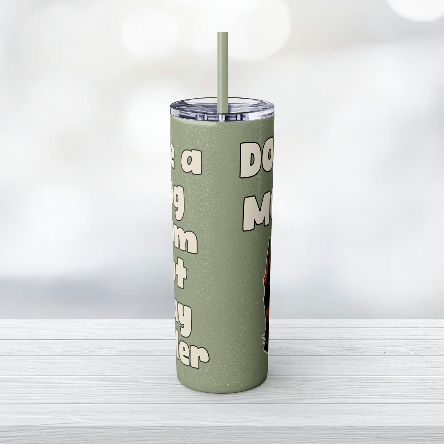 Dobie Mom Glitter Tumbler with Straw, 20oz