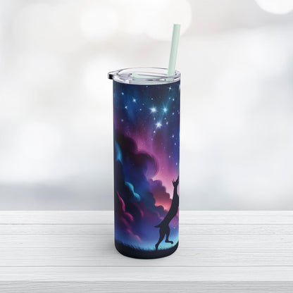 Doberman Playing With The Stars Skinny Matte Tumbler, 20oz