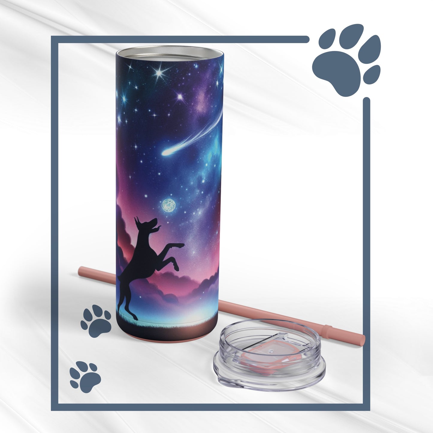 Doberman Playing With The Stars Skinny Matte Tumbler, 20oz