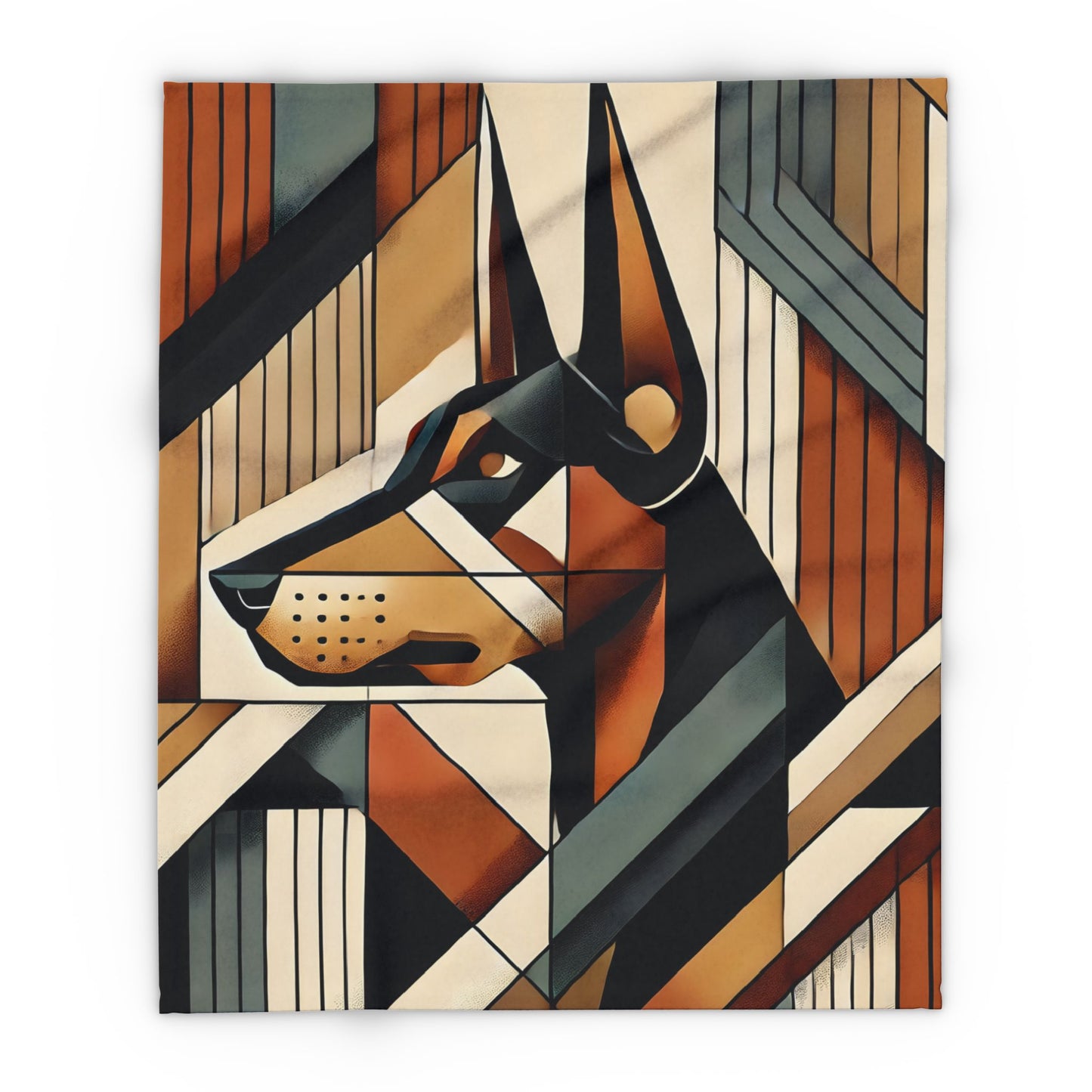 Modern Abstract Doberman Fleece Throw Blanket