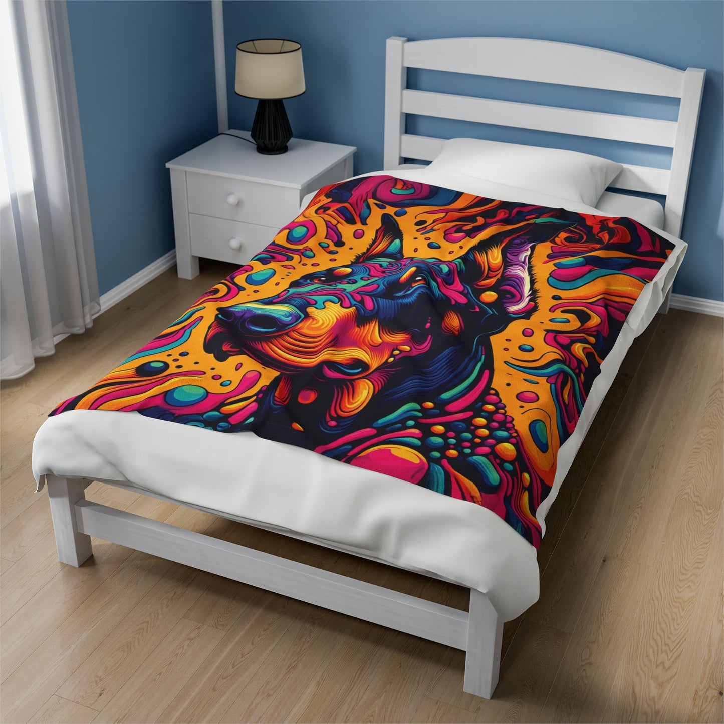 Psychedelic Doberman Velveteen Plush Blanket