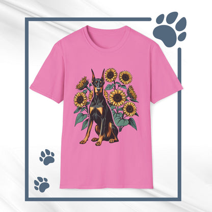 Doberman Sunflowers Unisex Tee