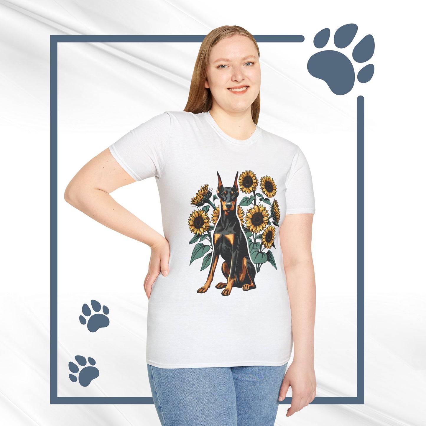 Doberman Sunflowers Unisex Tee