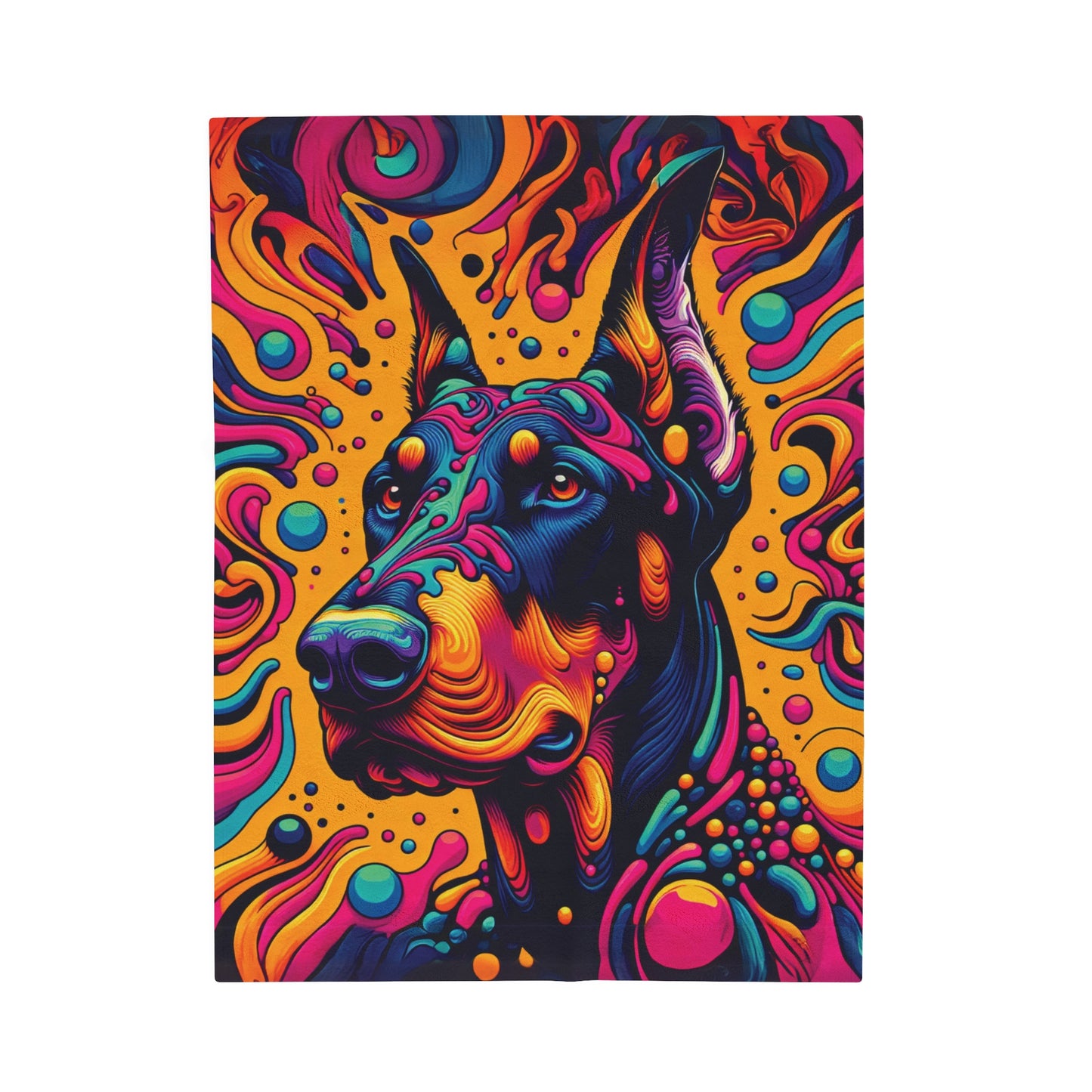 Psychedelic Doberman Velveteen Plush Blanket