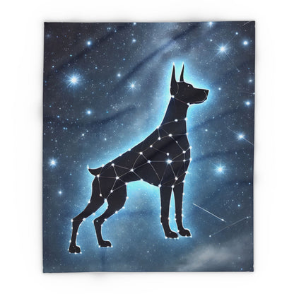 Doberman Dog Fleece Blanket - Starry Night Sky Throw