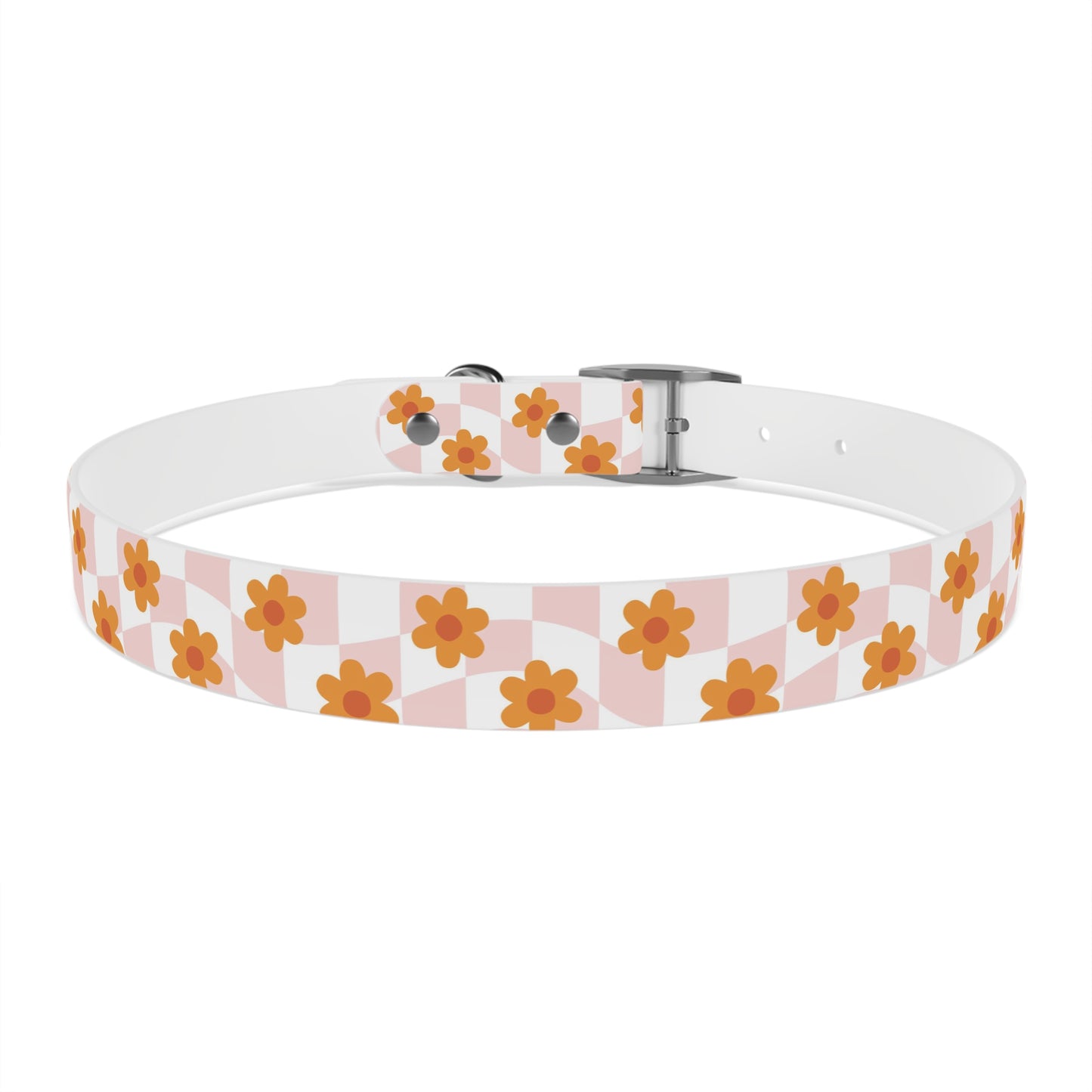 Pink and Orange Retro Pattern Dog Collar