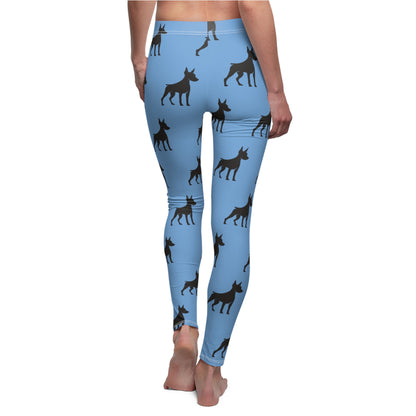 Light Blue Doberman Silhouette Leggings