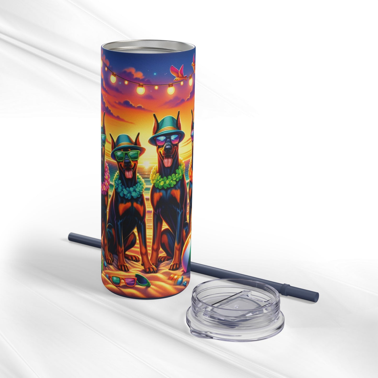 Doberman Beach Party 20oz Stainless Steel Tumbler