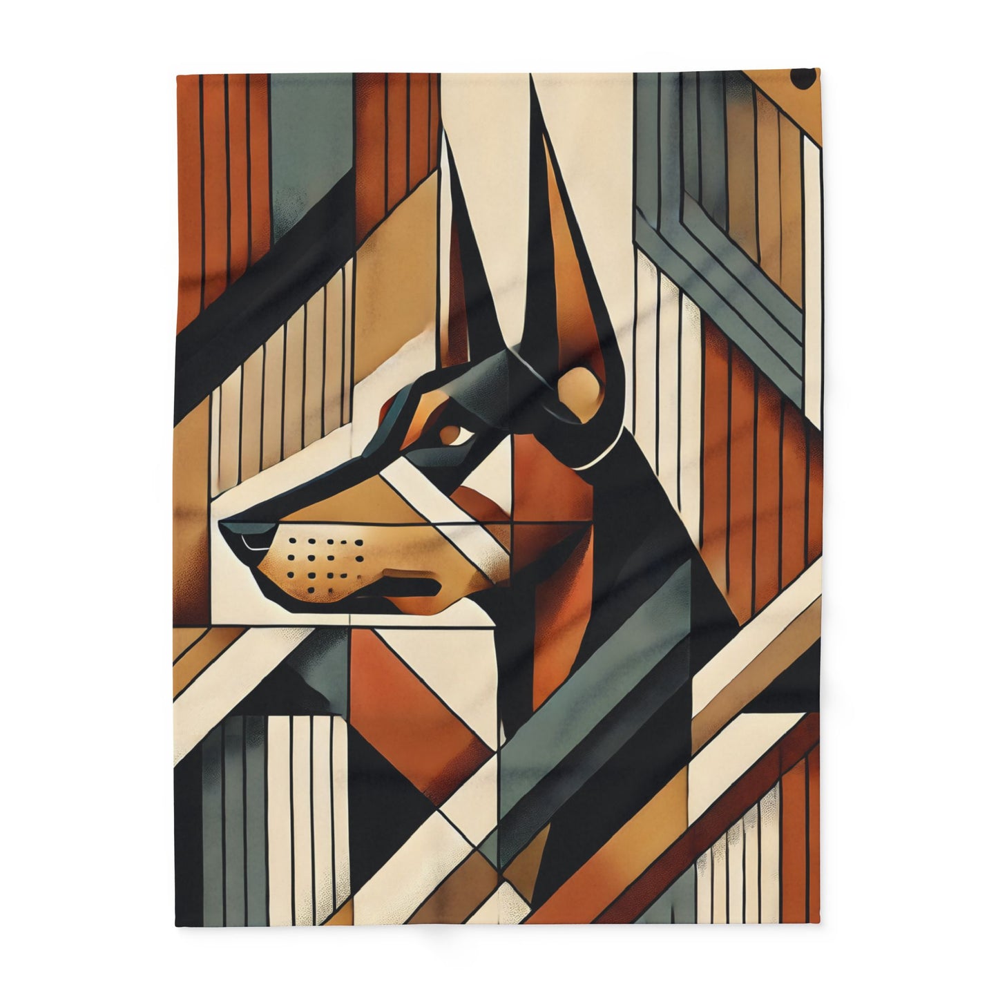 Modern Abstract Doberman Fleece Throw Blanket