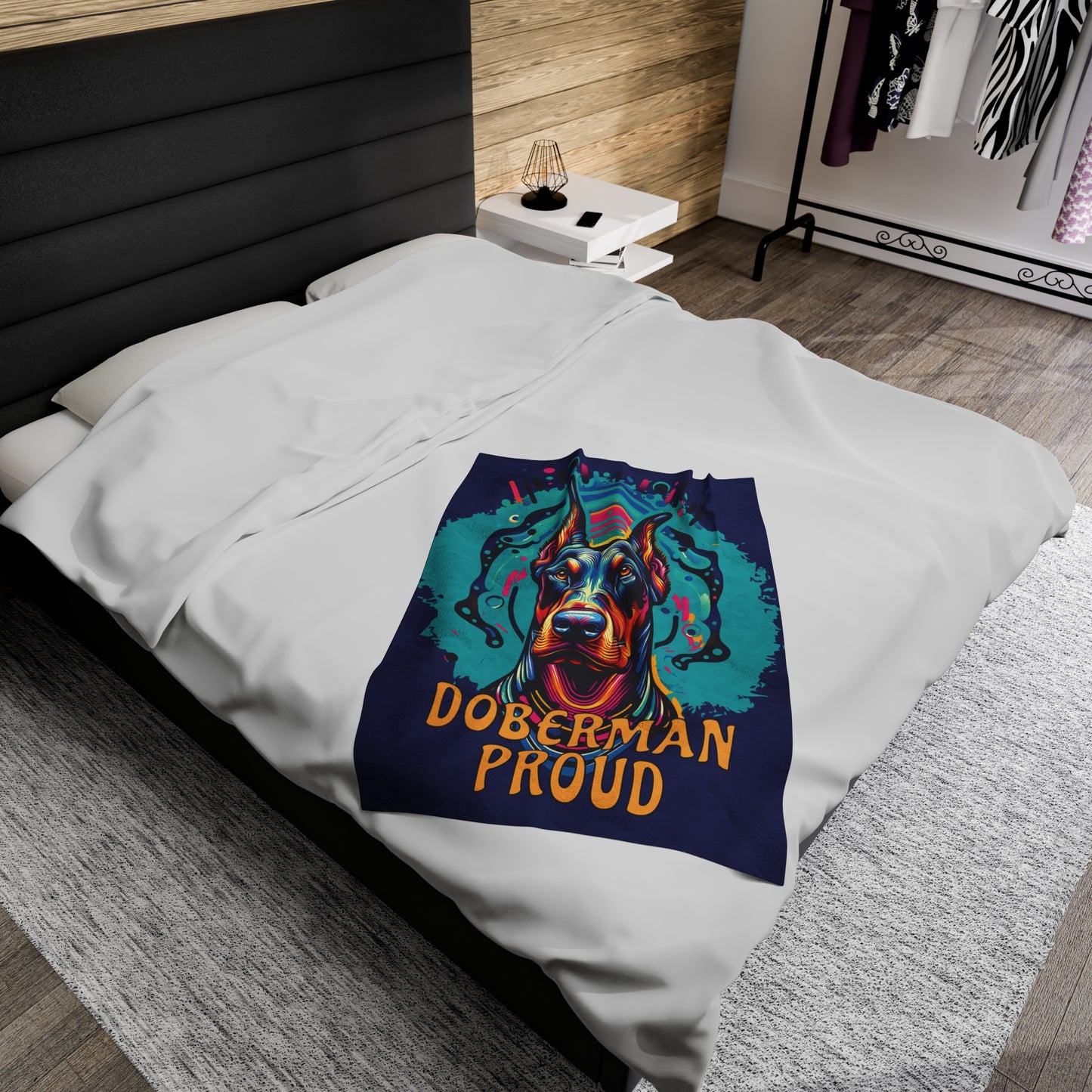 Doberman Proud Velveteen Plush Blanket