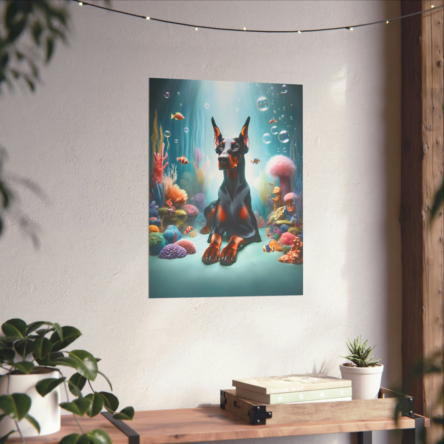 Doberman Oceanic Aura Poster