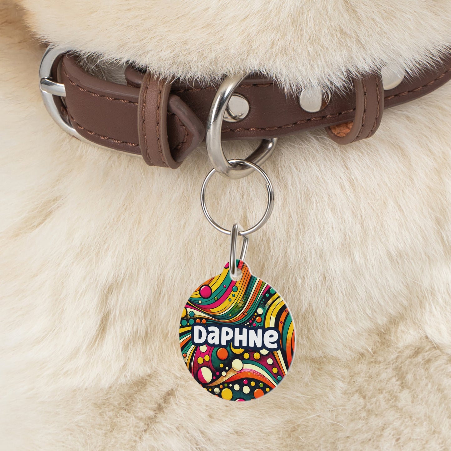 Colorful Abstract Personalized Dog ID Tag