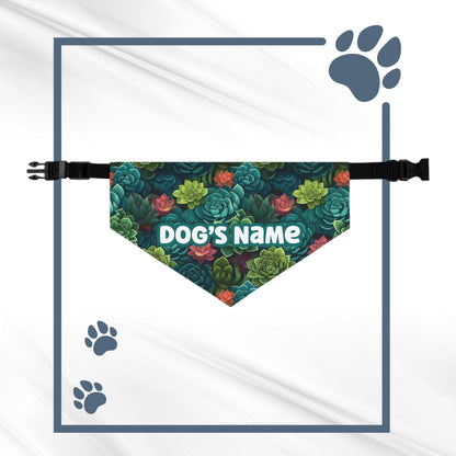 Succulent Oasis Personalized Pet Bandana With Adjustable Collar