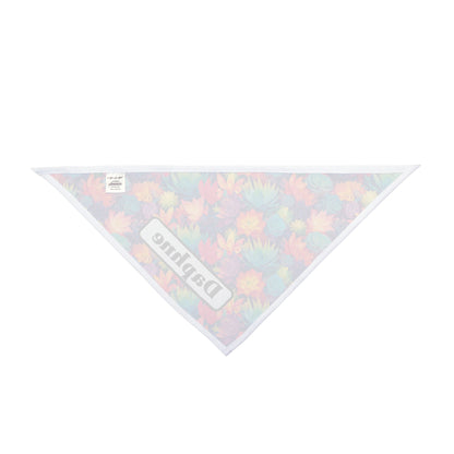 Pastel Succulents Dog Bandana - Personalized Colorful Pet Scarf in Two Sizes