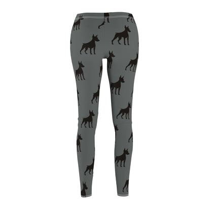 Grey Doberman Silhouette Leggings