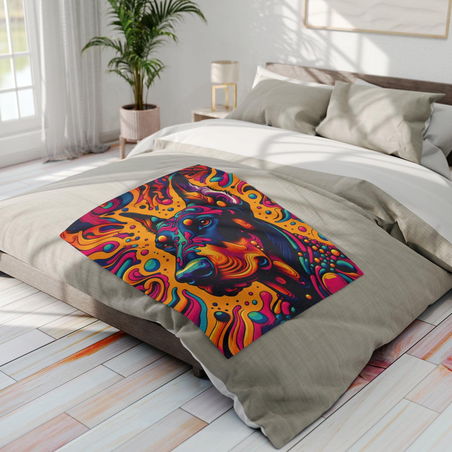 Vibrant Doberman Arctic Fleece Blanket