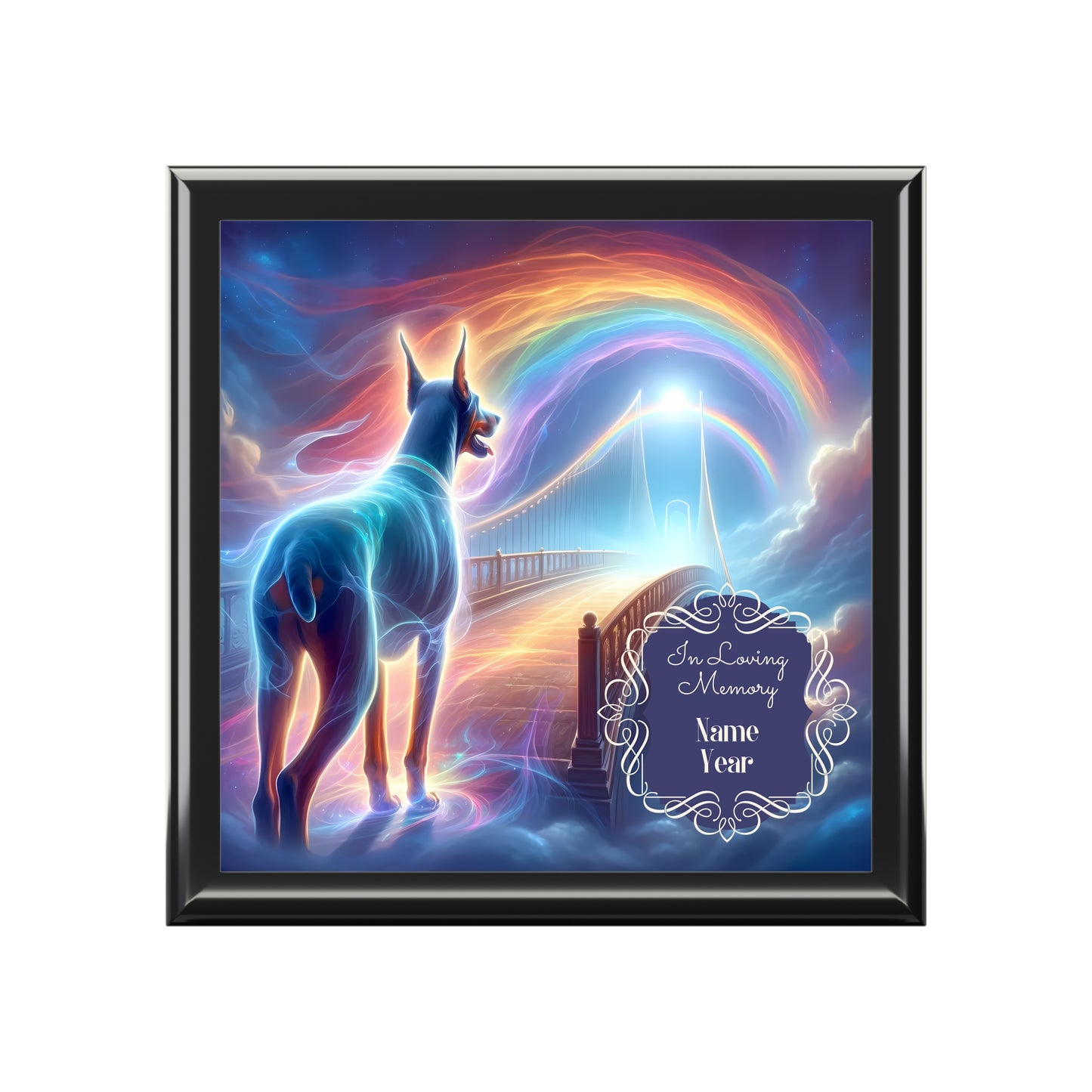 Rainbow Bridge Dobermann Keepsake Box