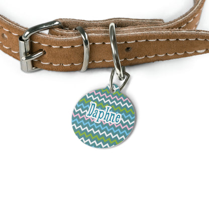 Green Zig Zag Personalized Dog ID Tag