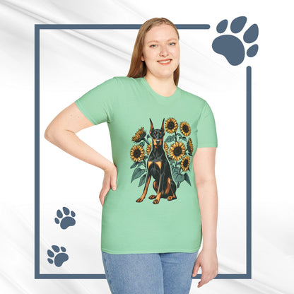 Doberman Sunflowers Unisex Tee