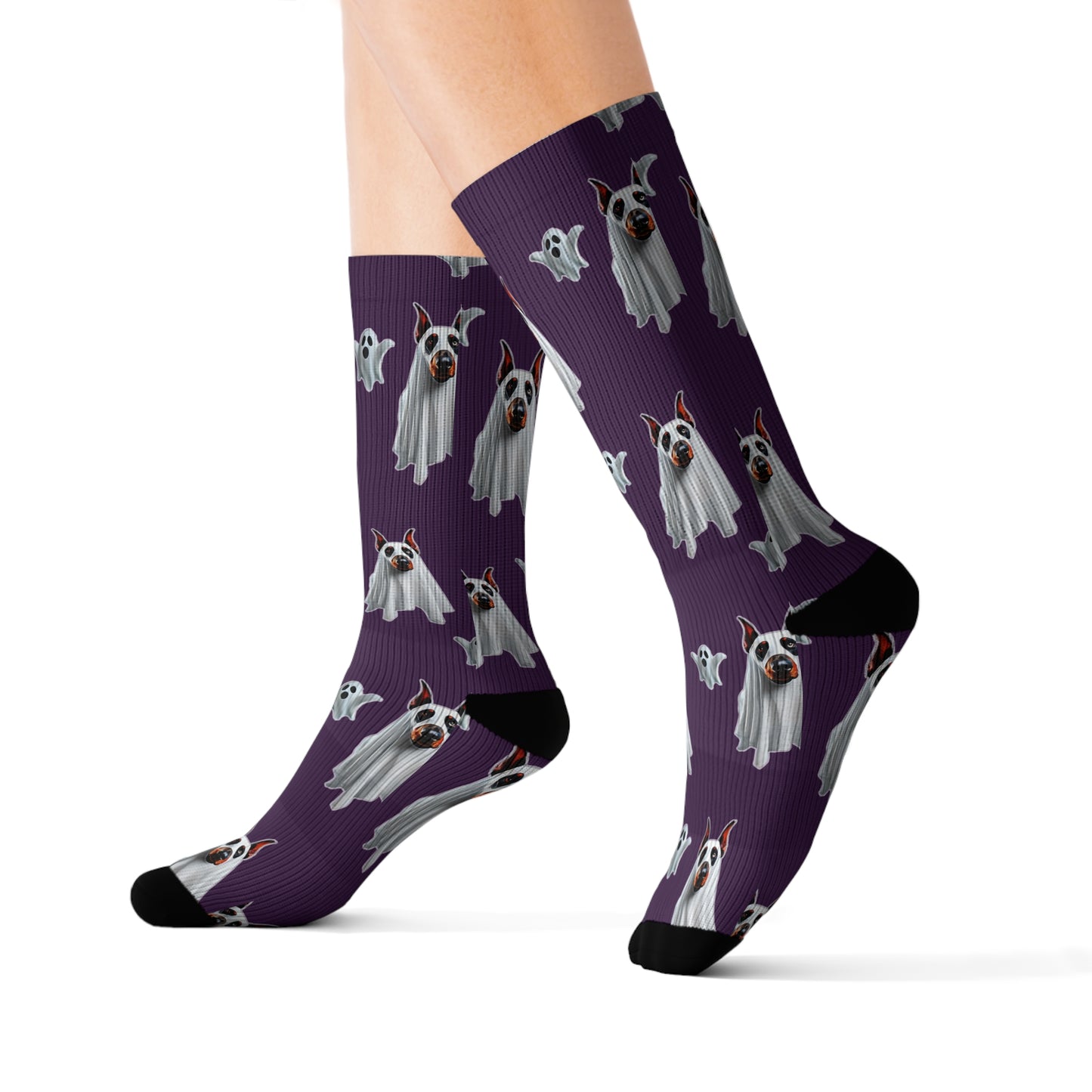 Mystic Purple Doberman Ghost Socks