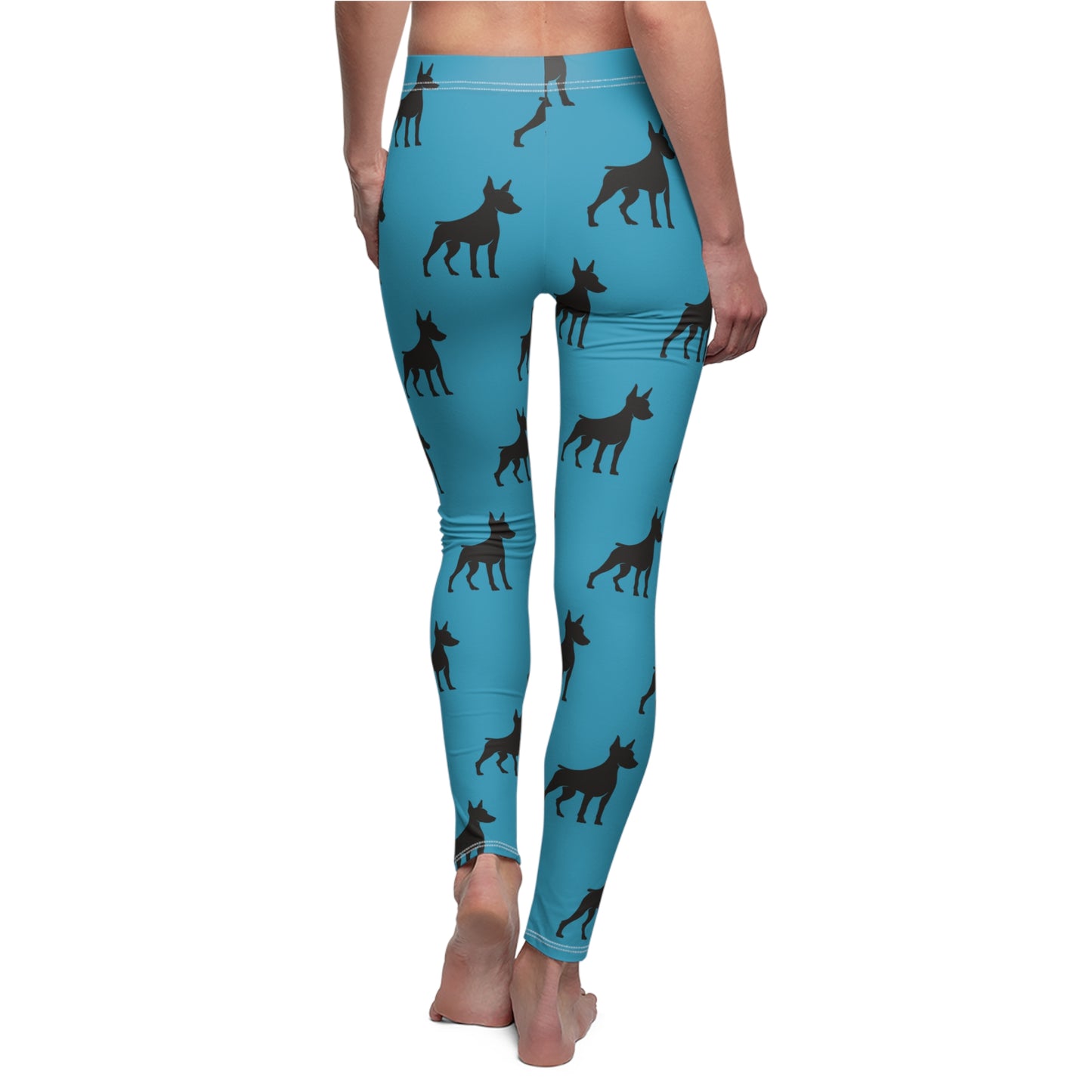 Turquoise Doberman Silhouette Leggings