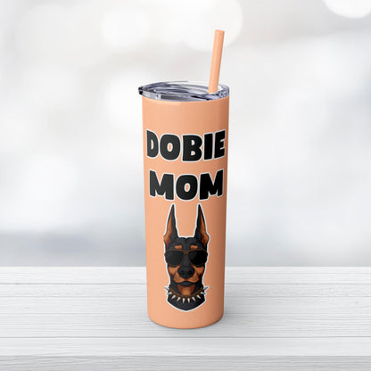 Dobie Mom Skinny Tumbler with Straw, 20oz