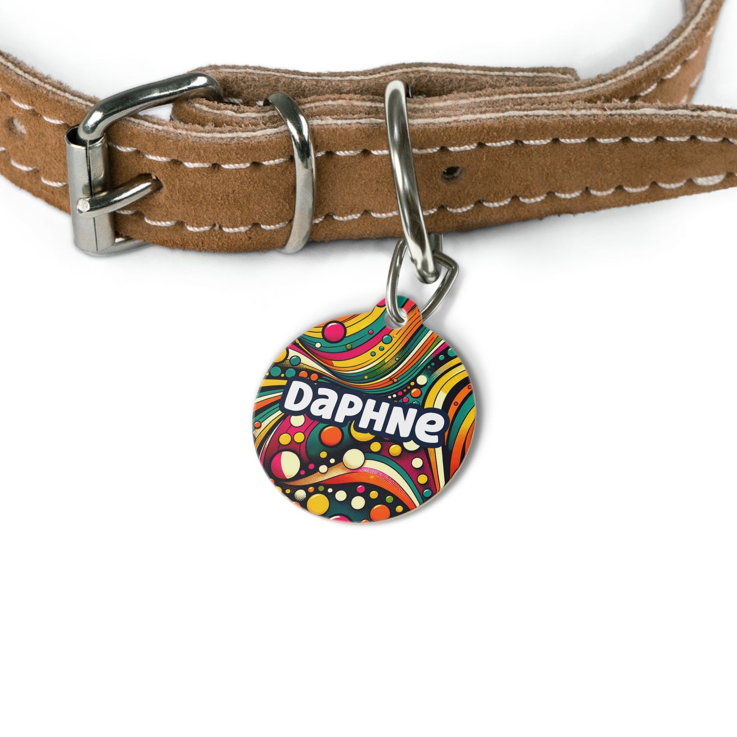 Colorful Abstract Personalized Dog ID Tag