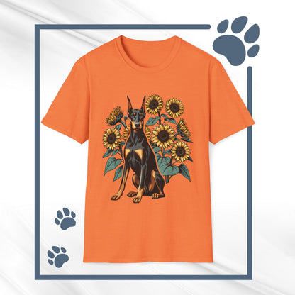 Doberman Sunflowers Unisex Tee