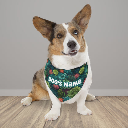 Succulent Oasis Personalized Pet Bandana With Adjustable Collar