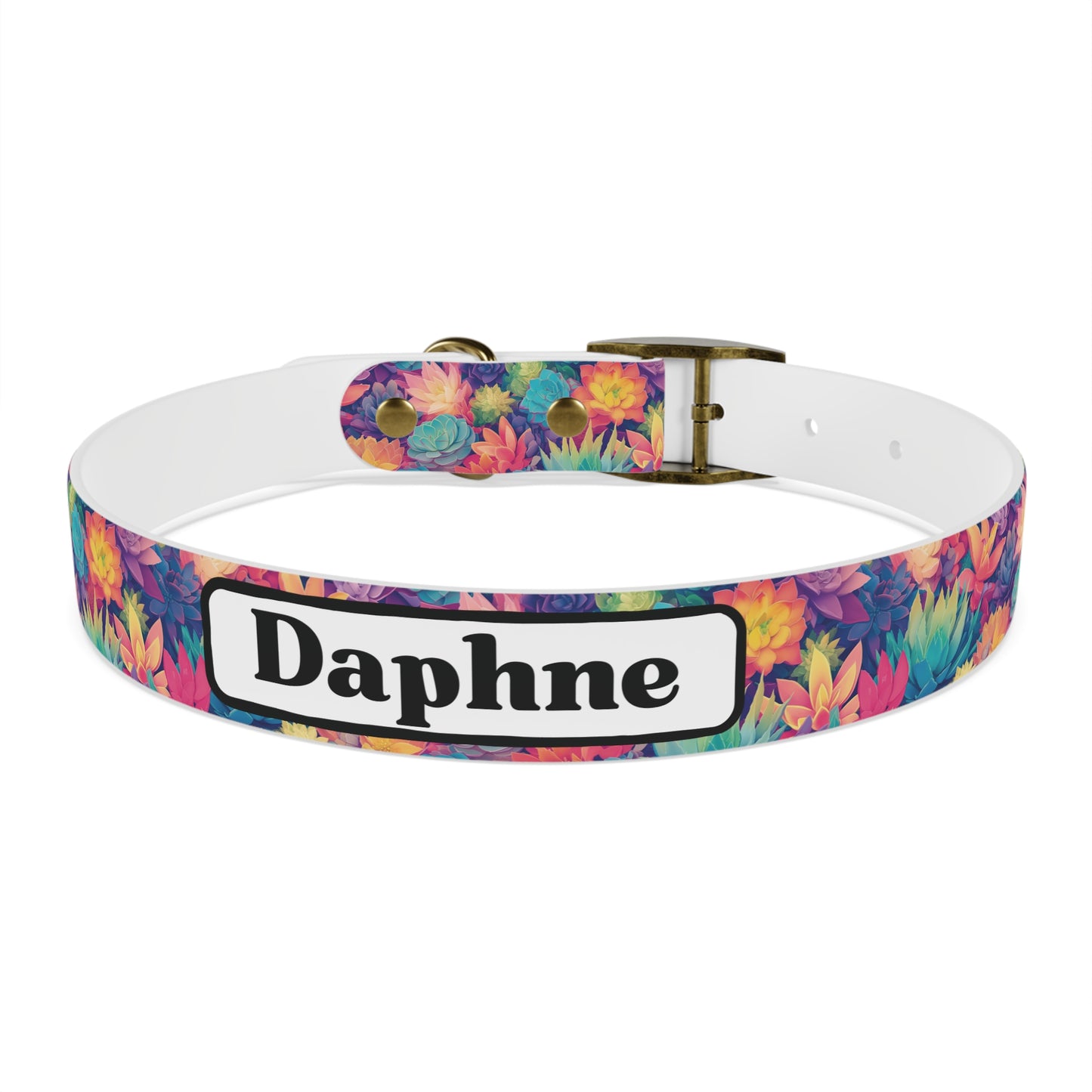 Personalized Pastel Succulents Dog Collar