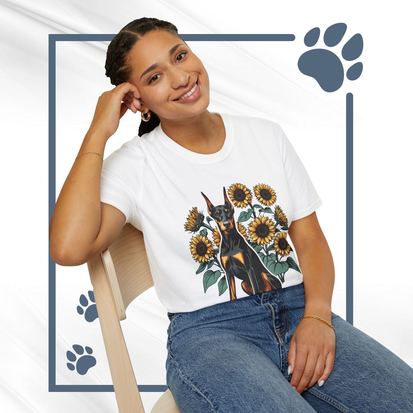 Doberman Sunflowers Unisex Tee