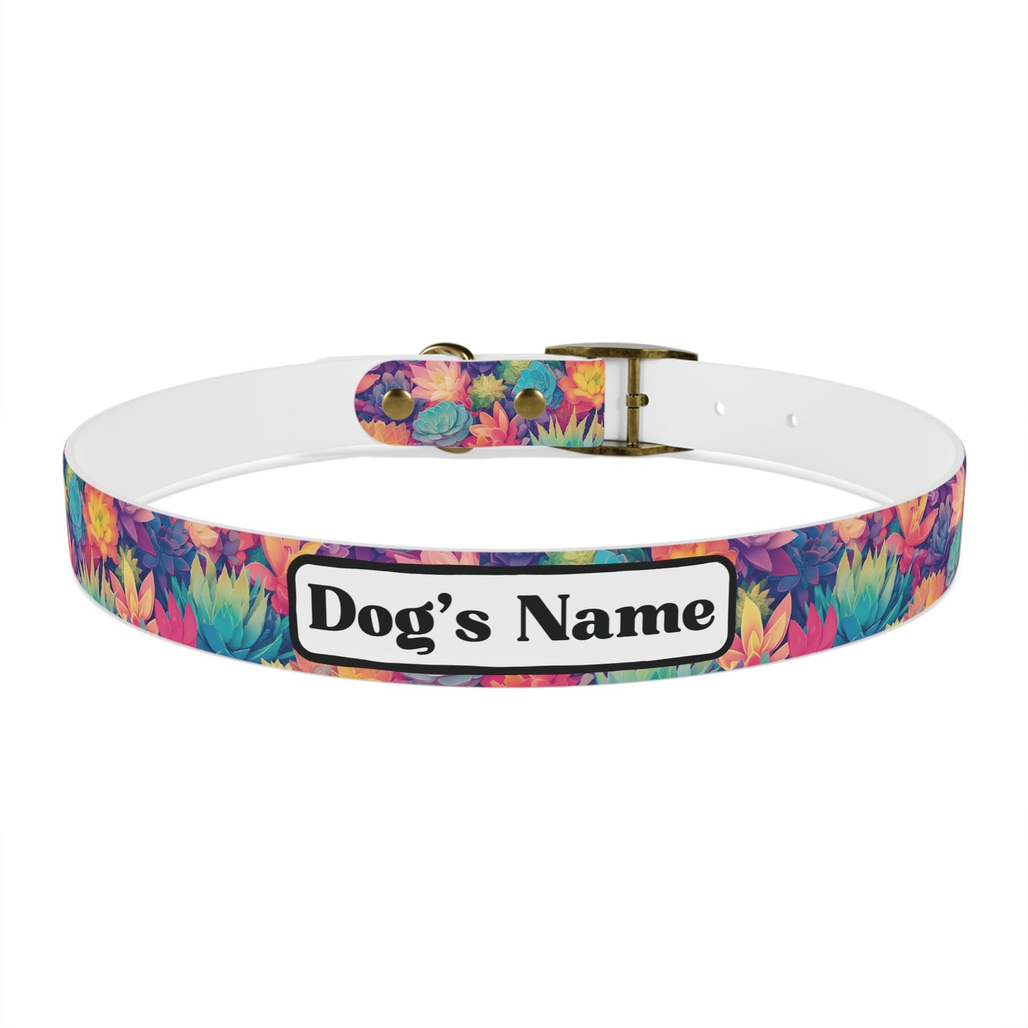 Personalized Pastel Succulents Dog Collar