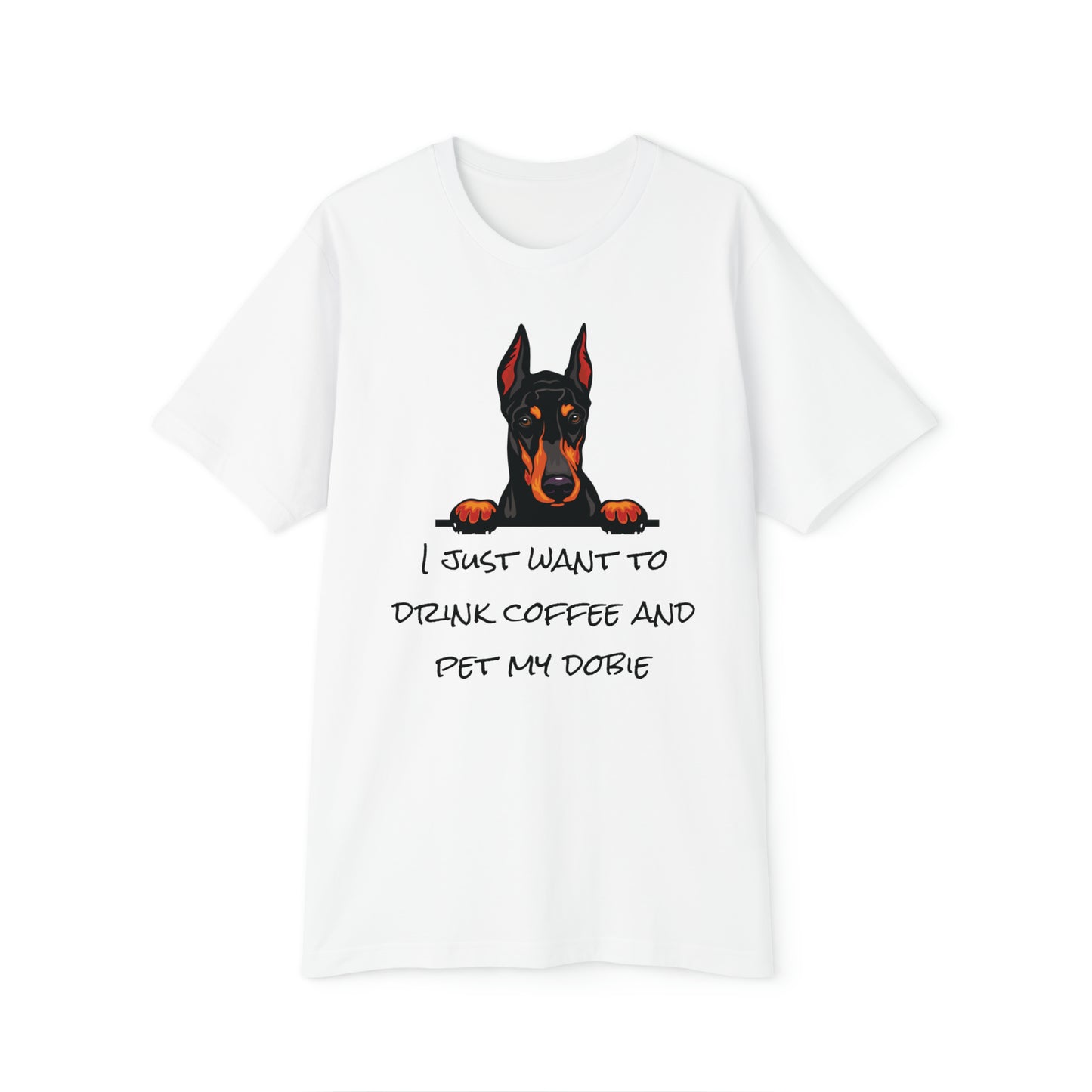 Women's Short Sleeve Pajama Set - "I just want to drink coffee and pet my Doberman"