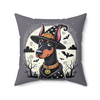 Halloween Witch Doberman Throw Pillow