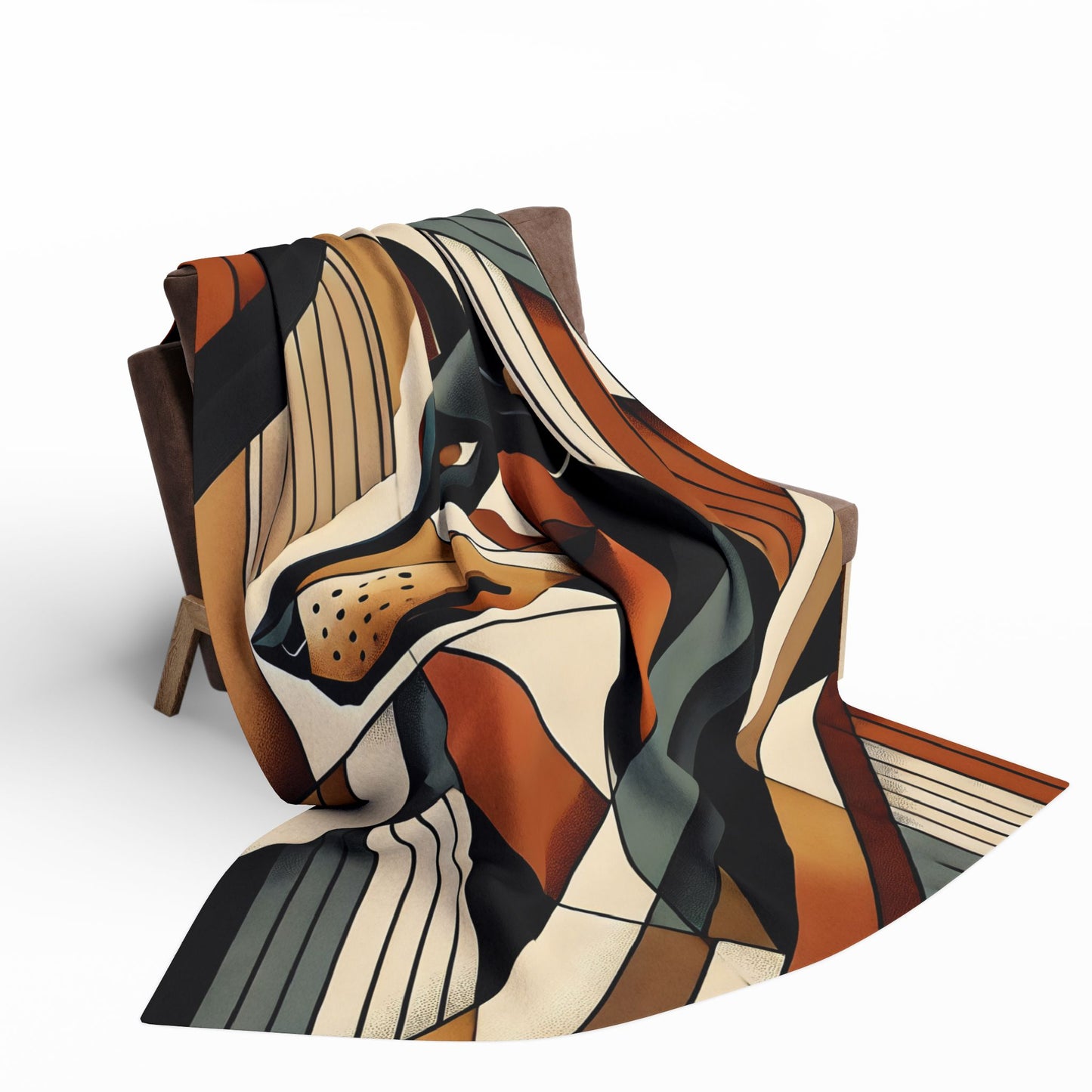 Modern Abstract Doberman Fleece Throw Blanket