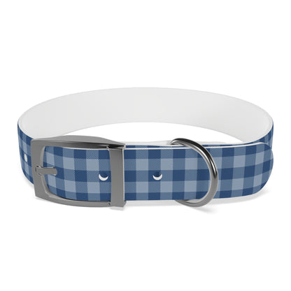 Navy Plaid Personalized Dog Collar