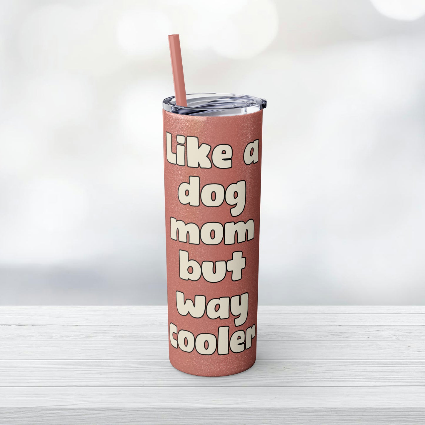 Dobie Mom Glitter Tumbler with Straw, 20oz