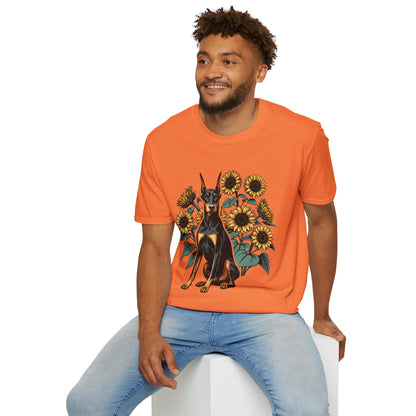 Doberman Sunflowers Unisex Tee