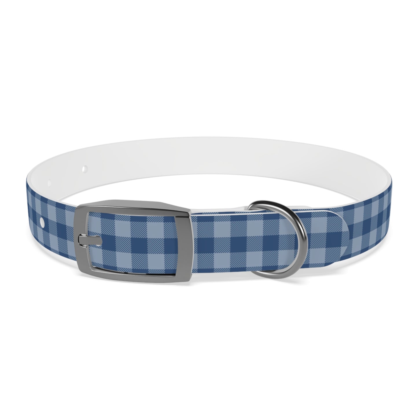 Navy Plaid Personalized Dog Collar