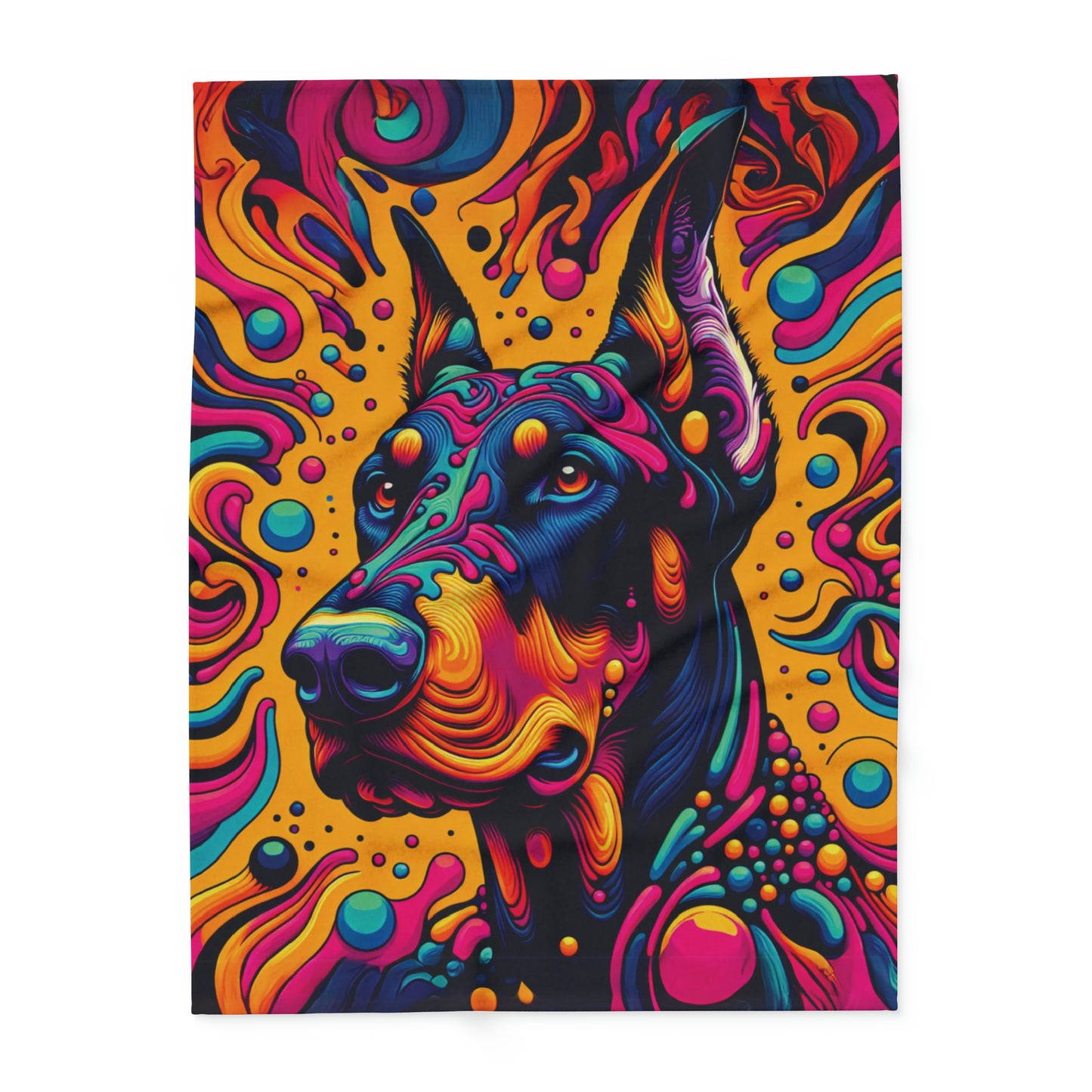 Vibrant Doberman Arctic Fleece Blanket