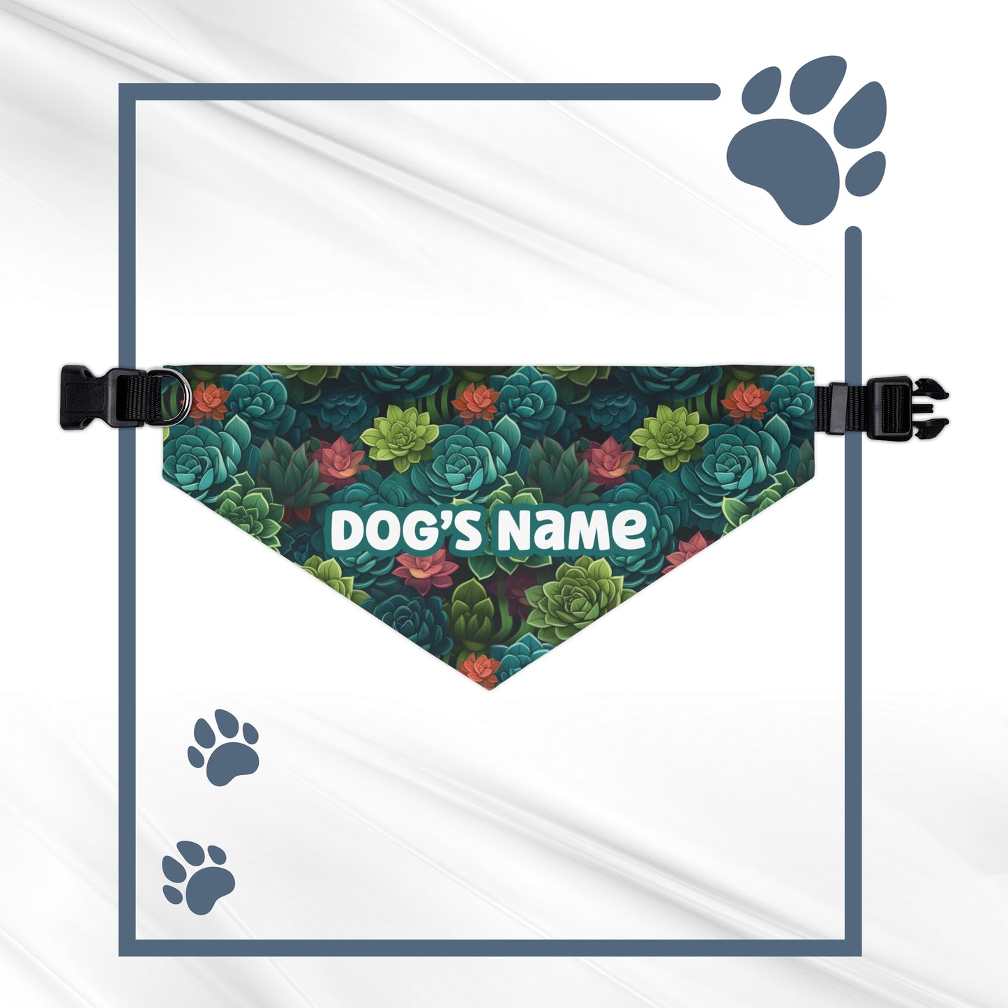 Succulent Oasis Personalized Pet Bandana With Adjustable Collar