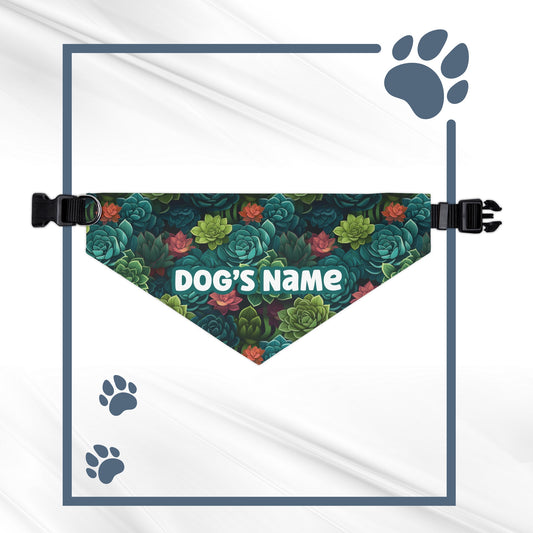 Succulent Oasis Personalized Pet Bandana With Adjustable Collar