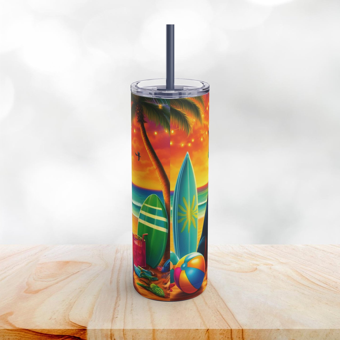 Three Amigos Doberman Beach Party 20oz Stainless Steel Tumbler