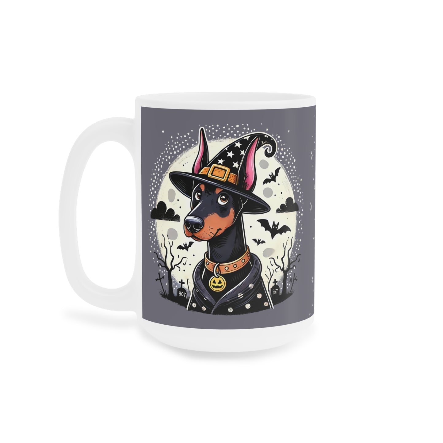 Doberman Witch Ceramic Mug