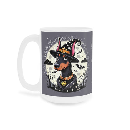 Doberman Witch Ceramic Mug