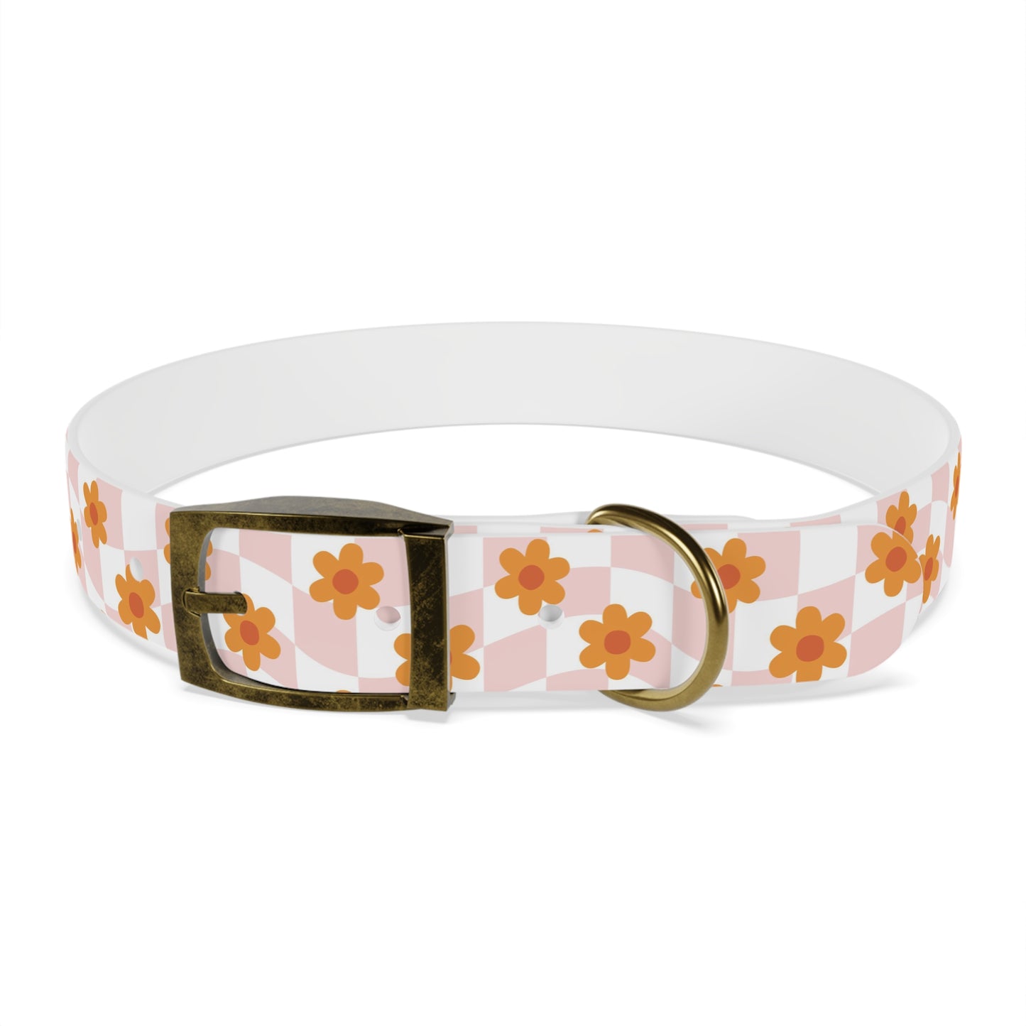 Pink and Orange Retro Pattern Dog Collar